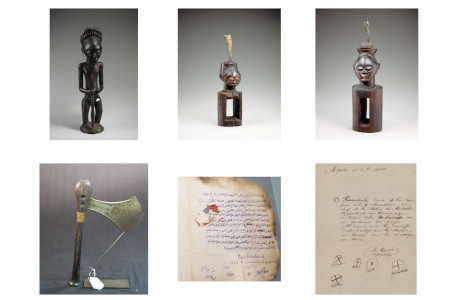 Trophées de guerre, objets ethnographiques et documents politiques rapportés par le militaire Émile Storms