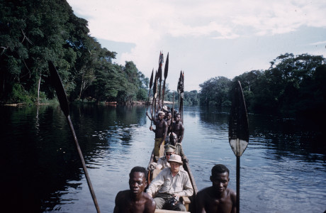 the canoe on a river