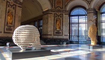 The Rotunda is home to a sculpture by Congolese artist Aimé Mpane depicting the skull of Lusinga